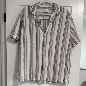 GAP Striped Casual Button Down Shirt - White, Black, Pink, Green